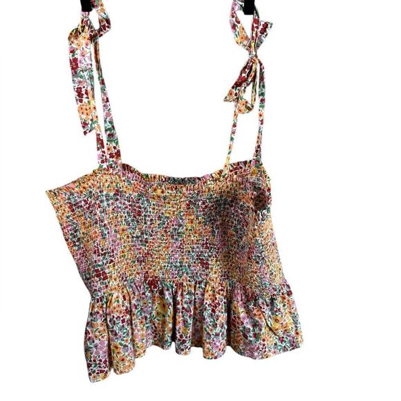 J. Crew Factory Floral Smocked Women's Tank Top - Picture 2 of 6